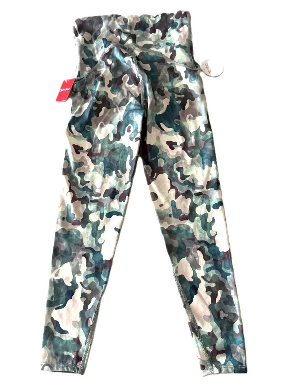 Women's Spanx Teal Camo Print Booty Boost 7/8" Leggings Size XS NWT
